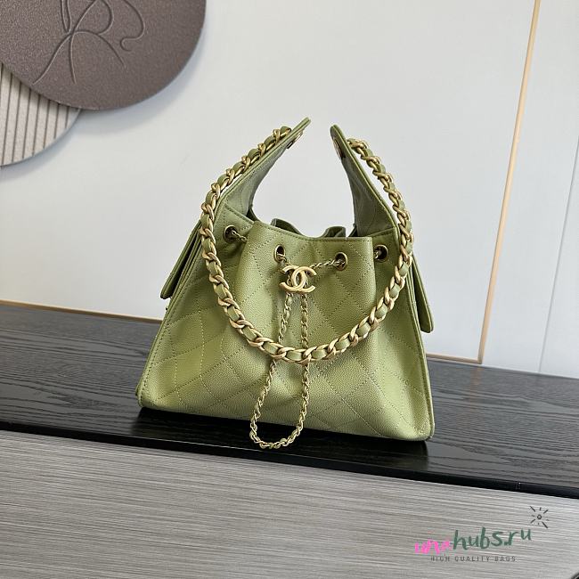 Chanel Small 25 Handbag Light Green Caviar Gold 30x26x14cm - 1