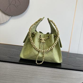 Chanel Small 25 Handbag Light Green Caviar Gold 30x26x14cm