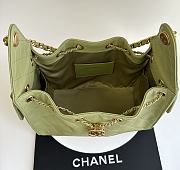 Chanel Small 25 Handbag Light Green Caviar Gold 30x26x14cm - 5