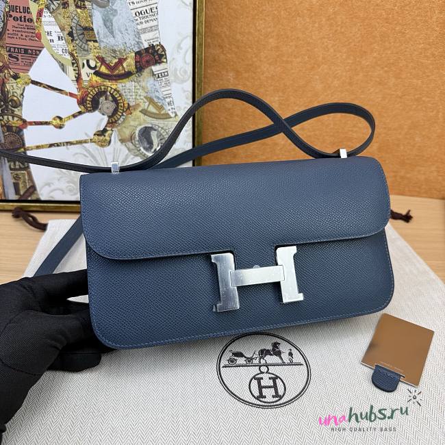 Hermes Constance Elan Blue Epsom Silver 24cm - 1