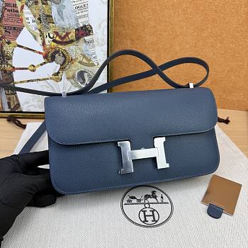 Hermes Constance Elan Blue Epsom Silver 24cm