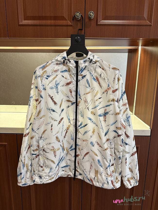 Burberry Feather Print Nylon Clapton Hooded Jacket  - 1