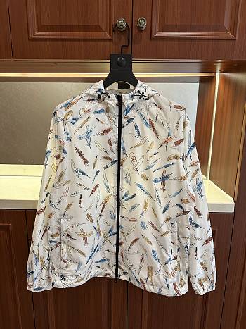 Burberry Feather Print Nylon Clapton Hooded Jacket 