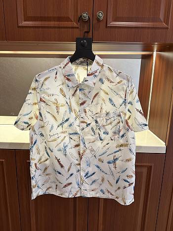 Burberry Feather Print Cotton Shirt
