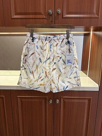 Burberry Feather Print Cotton Shorts