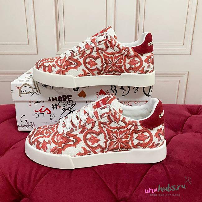 Dolce & Gabbana Majolica-print canvas portofino sneakers - 1