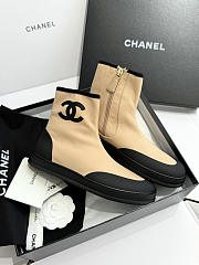 Chanel Ankle boots Mixed fibers Black & Beige - 1