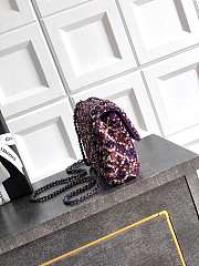 Chanel Sequin Flap Shoulder Bag Purple 20cm - 4