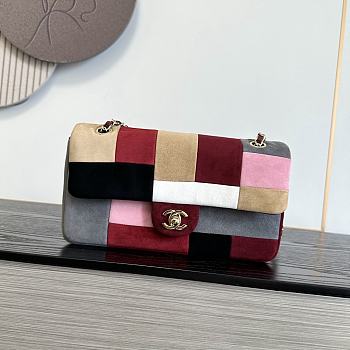 Chanel Flap Bag Suede Calfskin Beige Gray Red Black 24.5x13.5x5cm