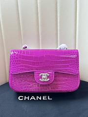 Chanel Flap Bag Fuchsia Crocodile Silver 20cm - 1