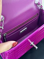 Chanel Flap Bag Fuchsia Crocodile Silver 20cm - 5