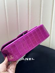 Chanel Flap Bag Fuchsia Crocodile Silver 20cm - 2
