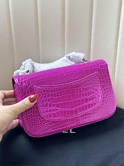 Chanel Flap Bag Fuchsia Crocodile Silver 20cm - 3