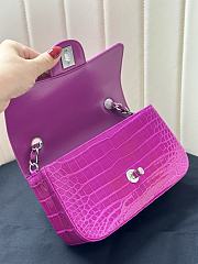 Chanel Flap Bag Fuchsia Crocodile Silver 20cm - 4