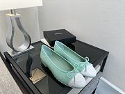 Chanel Ballerina Green White Flat - 1