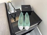 Chanel Ballerina Green White Flat - 2