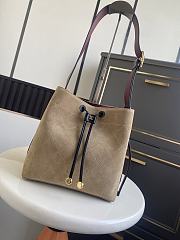 Chanel Bucket Bag Suede Calfskin Dark Beige & Black 23x23x14.5cm - 1
