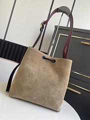 Chanel Bucket Bag Suede Calfskin Dark Beige & Black 23x23x14.5cm - 3