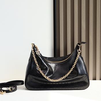 Gucci Lady Lunetta Chain medium shoulder bag black 30.5x24x6.5cm