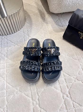 Prada Matelassé nappa leather flatform Black slides