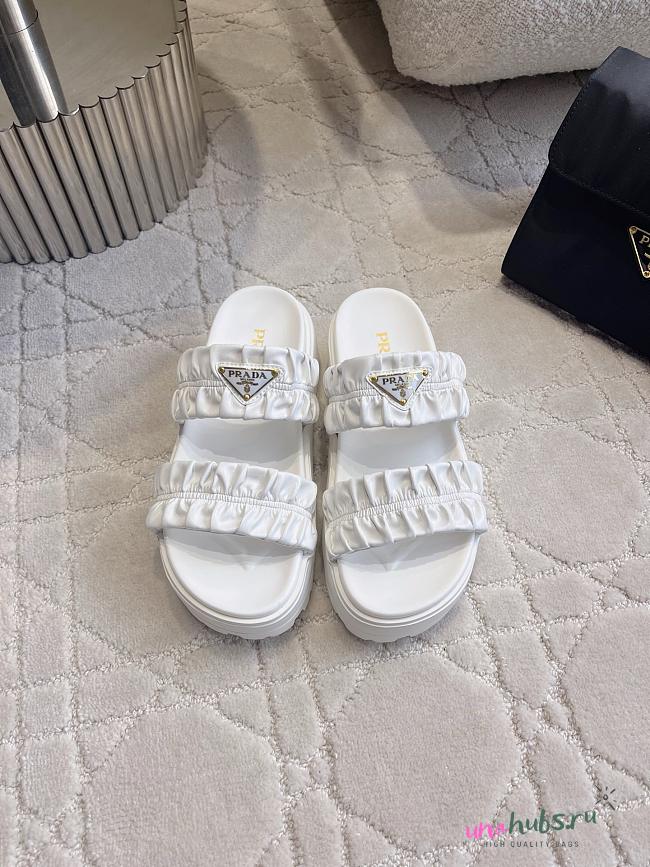 Prada Matelassé nappa leather flatform White slides - 1