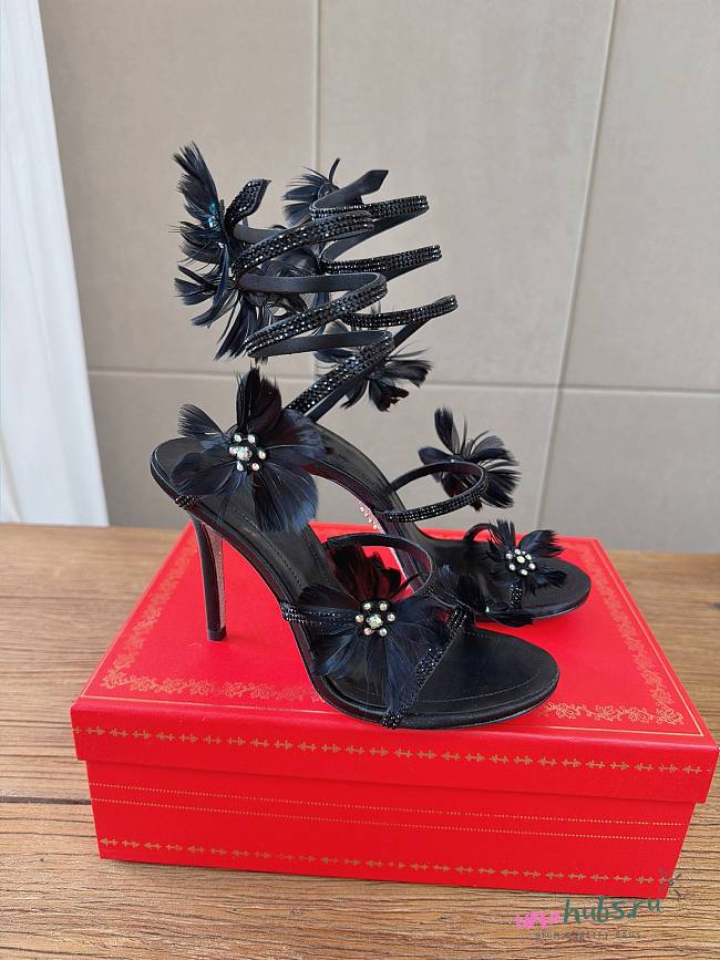 René Caovilla 100mm Jolene Sandals Black - 1