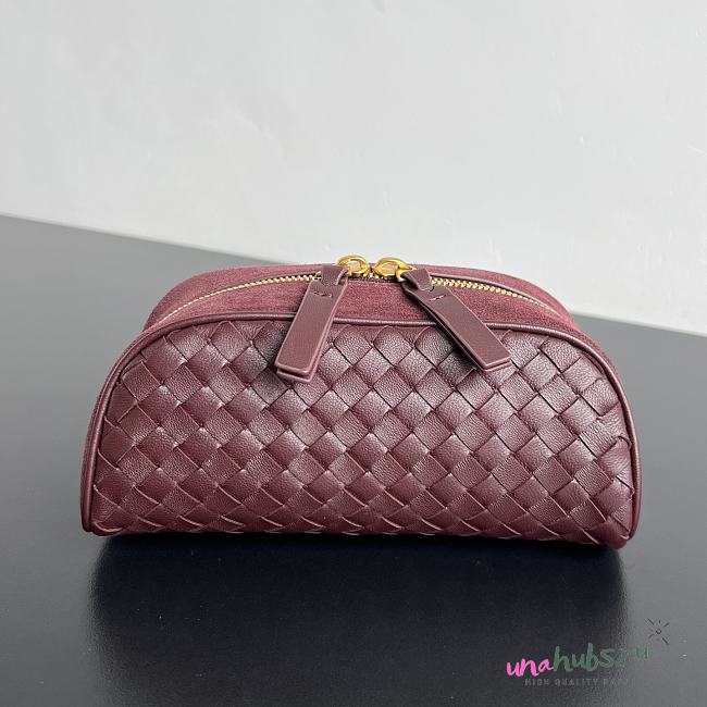 Bottega Veneta Large Nodo Pouch Burgundy 20x10x9cm - 1