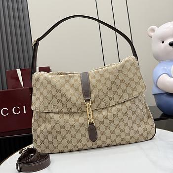 Gucci Jackie Flap large crossbody bag Sand dark brown 43x29x5cm