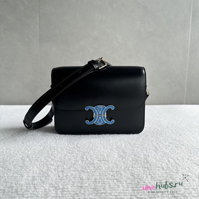 Celine Teen Triomphe Bag Calfskin Black 18.5x13.5x7cm - 1