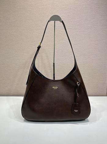 Prada Boogie large leather bag dark brown 40x24.5x9cm