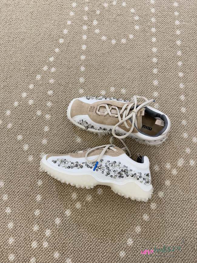 Miu Miu Bubble fabric and suede sneakers - 1