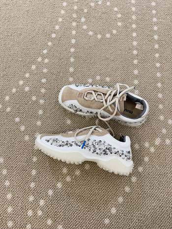 Miu Miu Bubble fabric and suede sneakers