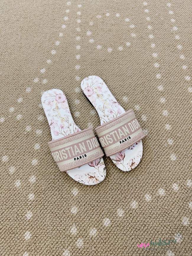 Dior Dway Slide Embroidered Cotton and Rose - 1