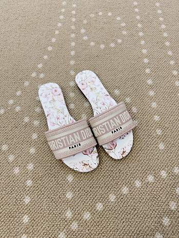 Dior Dway Slide Embroidered Cotton and Rose