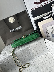 Chanel Flap Emerald Calfskin Crocodile Embossed 26x16x2.5cm - 3