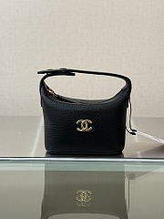 Chanel Micro Top Handle Round Hobo Pouch Black 10x9x4cm - 1