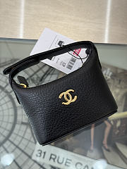 Chanel Micro Top Handle Round Hobo Pouch Black 10x9x4cm - 2