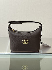 Chanel Micro Top Handle Round Hobo Pouch Dark Brown 10x9x4cm - 1