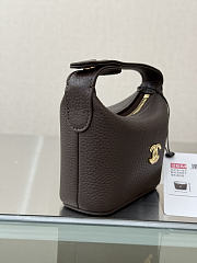 Chanel Micro Top Handle Round Hobo Pouch Dark Brown 10x9x4cm - 5