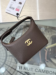 Chanel Micro Top Handle Round Hobo Pouch Dark Brown 10x9x4cm - 2