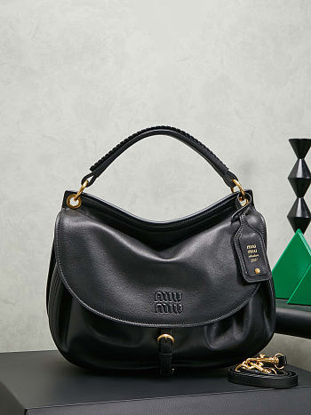 Miu Miu Rendez-vous leather bag black 39.5x33x15cm