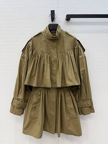 Chloe Short high-neck trench coat in cotton poplin 