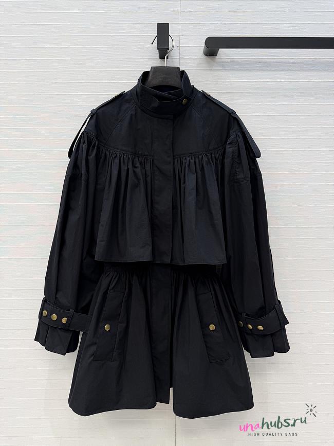 Chloe Short high-neck trench coat in cotton poplin black - 1