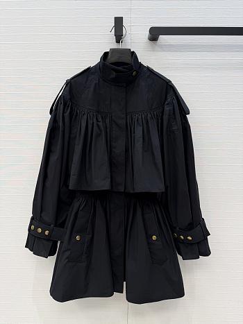 Chloe Short high-neck trench coat in cotton poplin black