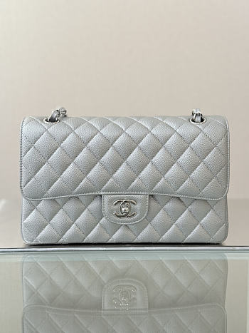 Chanel Flap Bag Silver Caviar 25cm