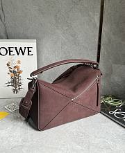 Loewe Large Puzzle bag grained nubuck Dark Chestnut 33x14.7x21.5cm - 5