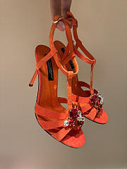 Dolce & Gabbana Brocade sandals with embroidery Orange 10.5cm - 1