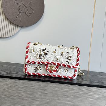 Chanel Classic 11.12 Handbag Wool Crepe Raffia 25.5x15.5x6.5cm