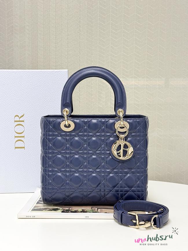 Dior Medium Lady Bag Blue 24cm - 1