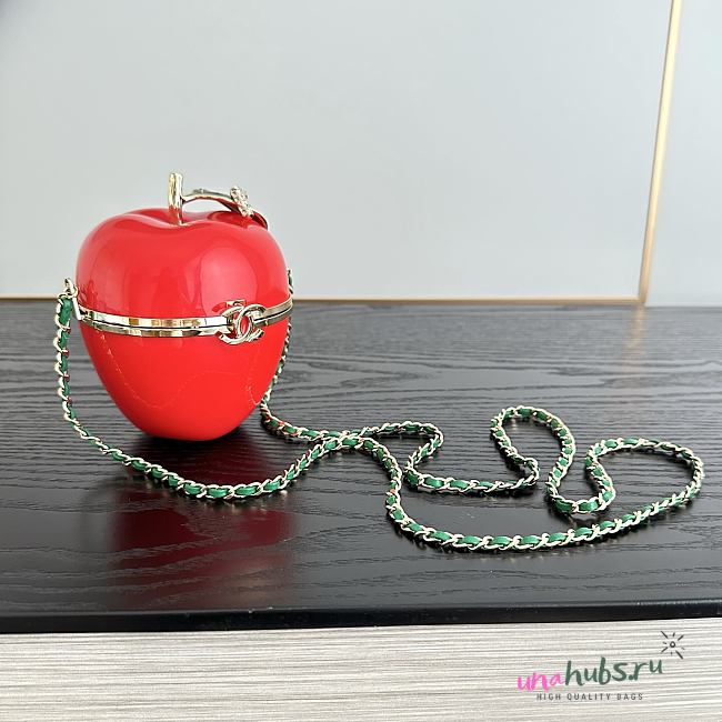 Chanel Apple Minaudiere Metal Enamel Red Green & Golden 16x10x10cm - 1